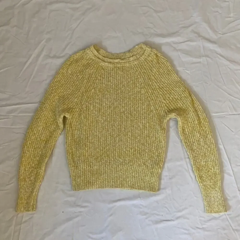 Free People Lemon Yellow Long Sleeve Crew Neck Sweater XS